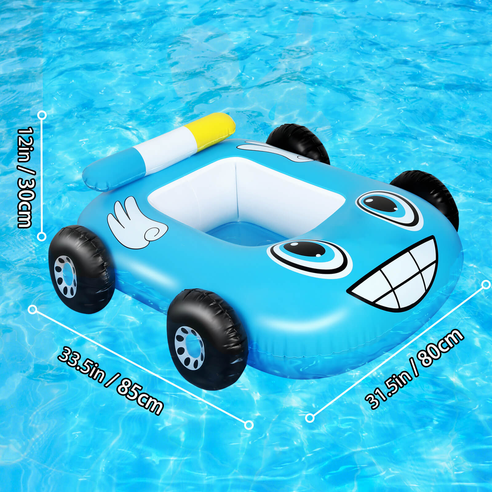 EKEPE Car Shaped Inflatable Pool Floats With Water Gun