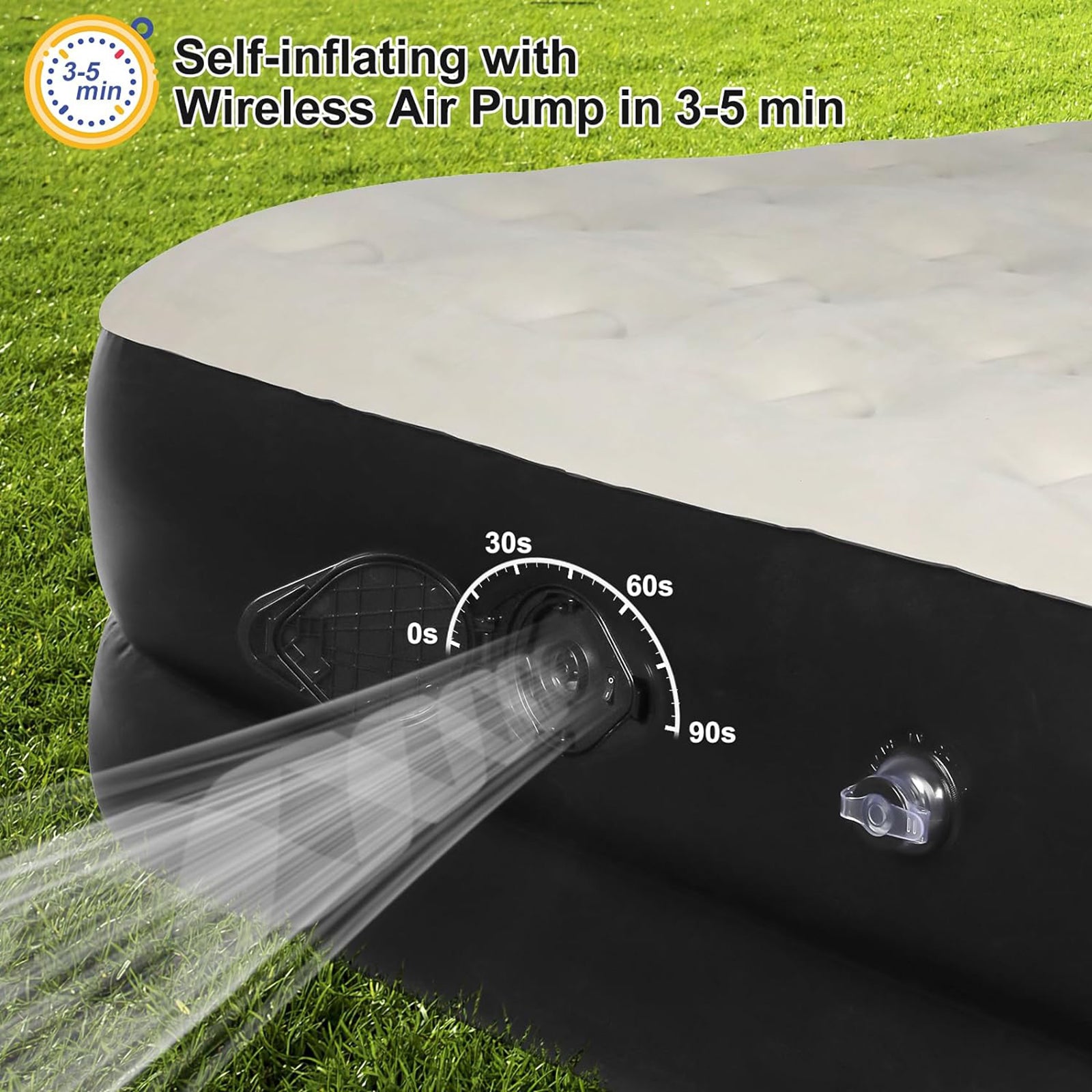 EKEPE Air Mattress with Headboard and Built-in Cordless Pump