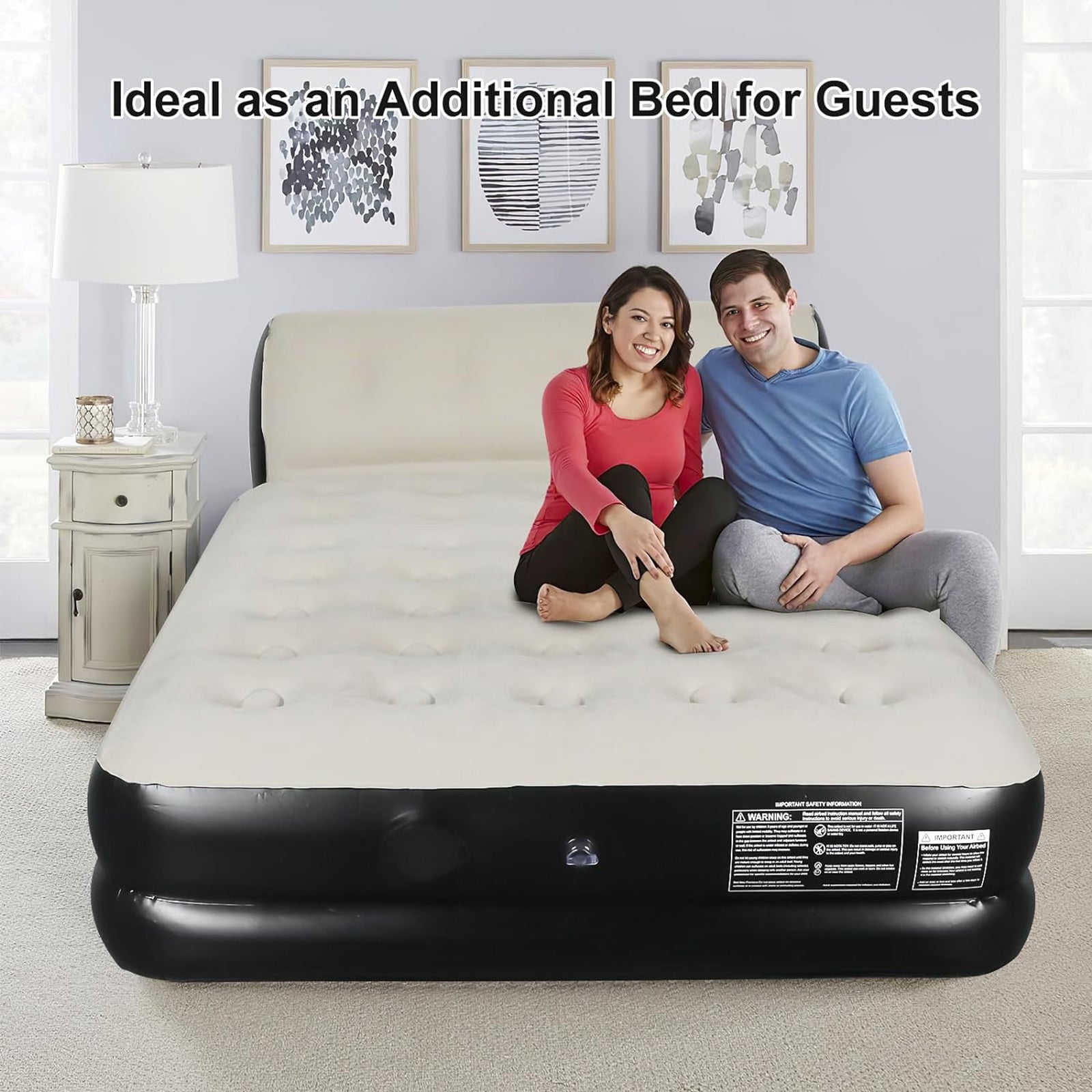 Air Mattress with Headboard and Built in Cordless Pump EKEPE