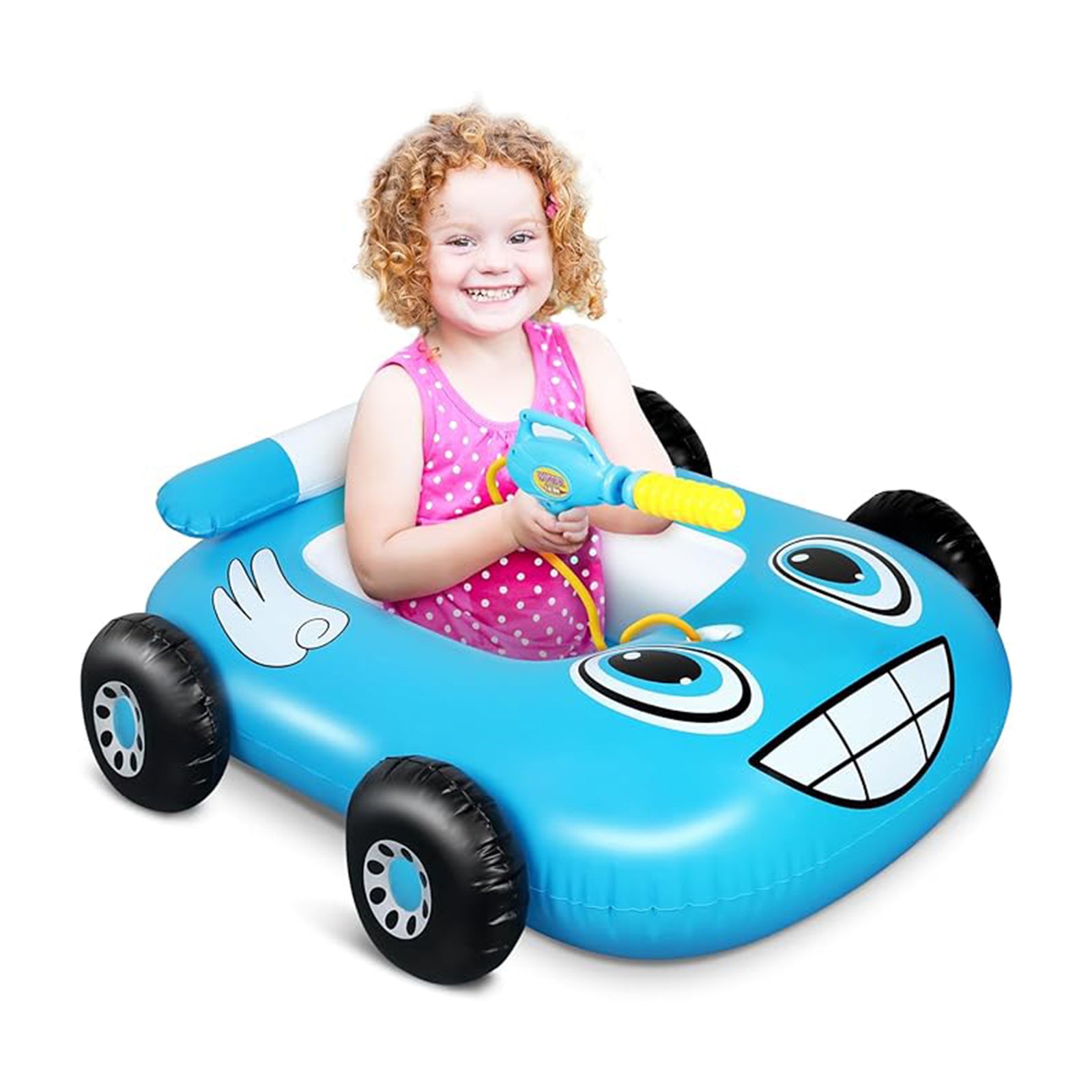 EKEPE Car Shaped Inflatable Pool Floats With Water Gun