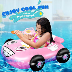 EKEPE Car Shaped Inflatable Pool Floats With Water Gun