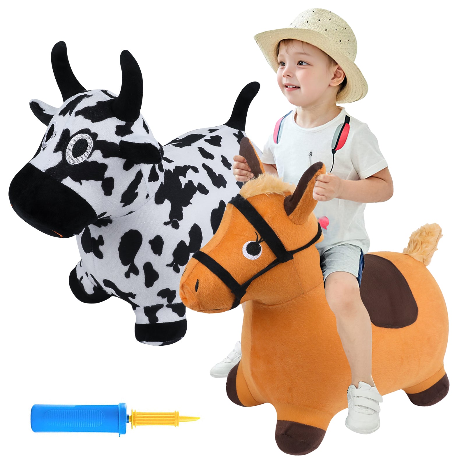 EKEPE Inflatable Bouncy Hopper Cow & Horse