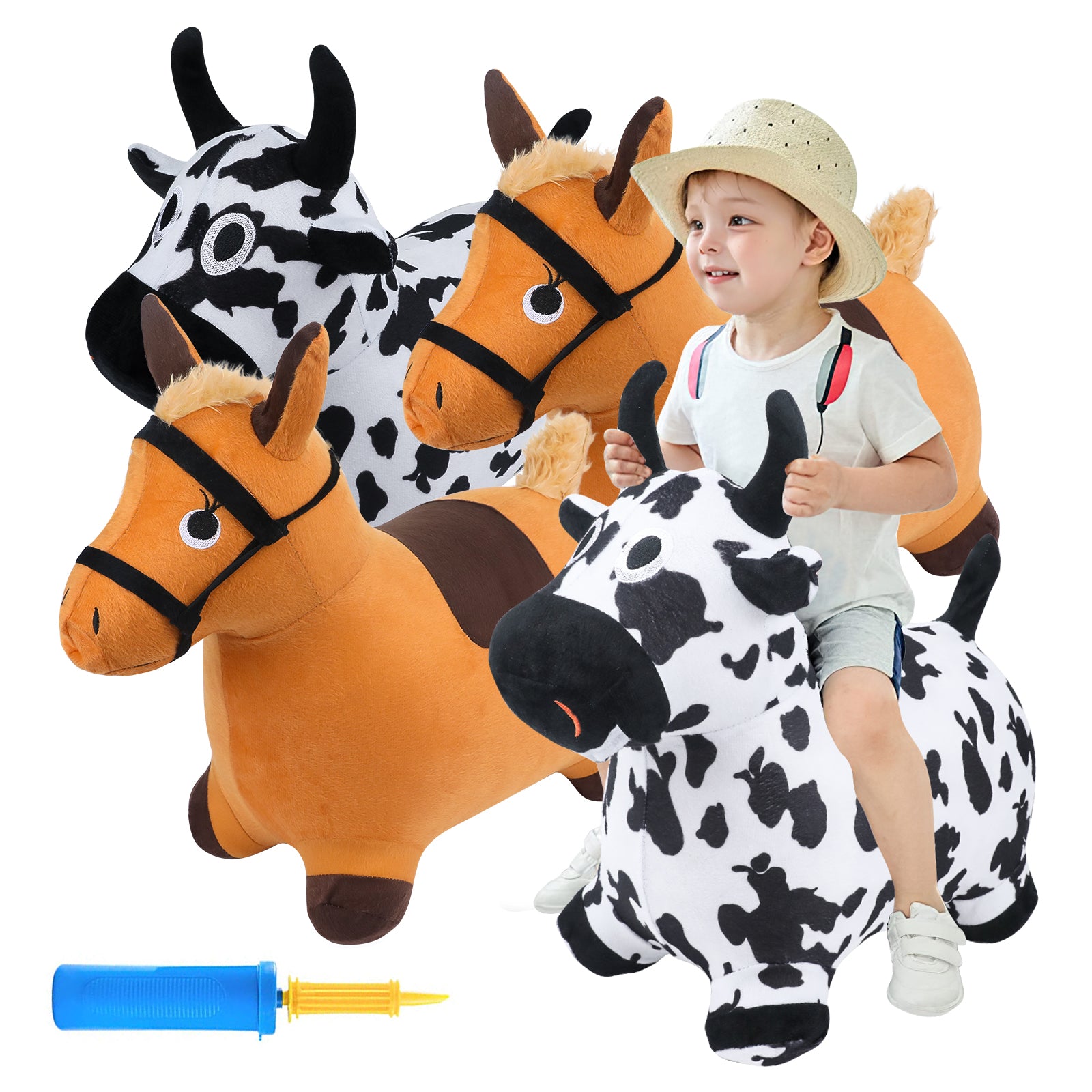 EKEPE Inflatable Bouncy Hopper Cow & Horse