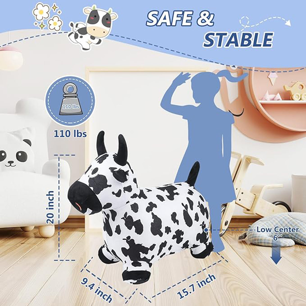 EKEPE Inflatable Bouncy Hopper Cow & Horse