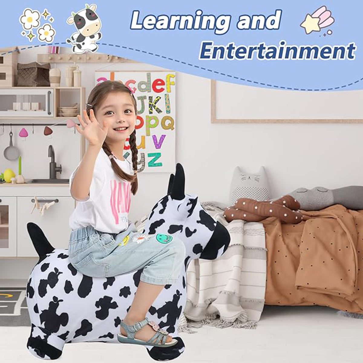 EKEPE Inflatable Bouncy Hopper Cow & Horse