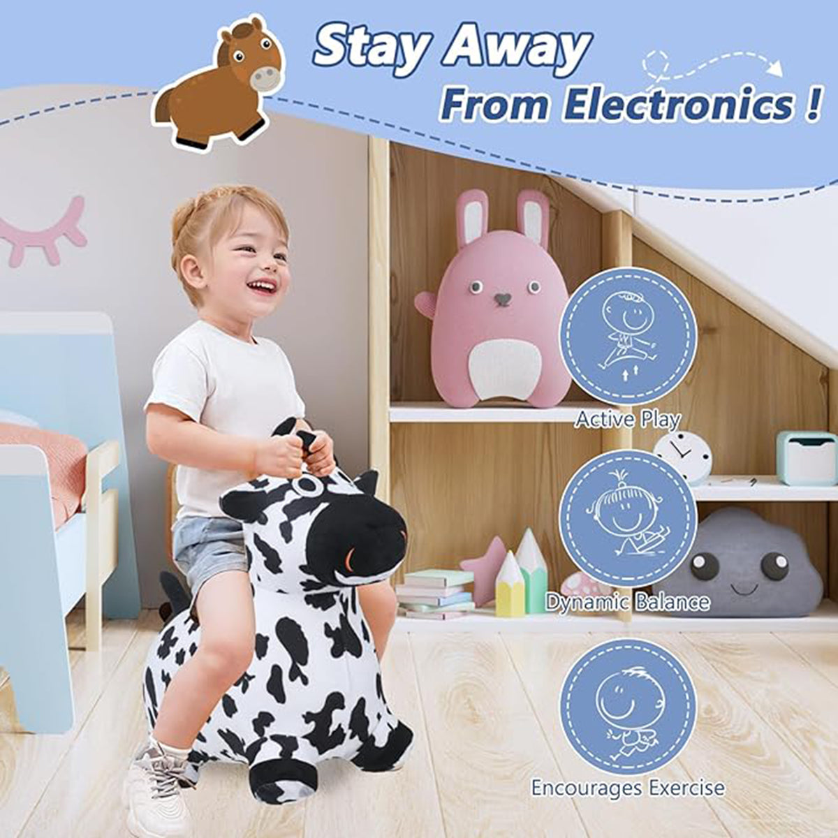 EKEPE Inflatable Bouncy Hopper Cow & Horse