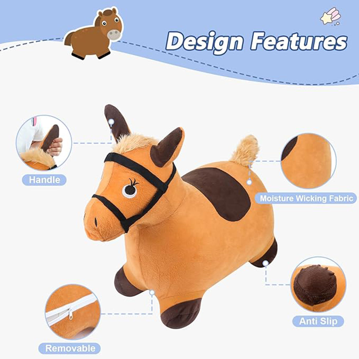 EKEPE Inflatable Bouncy Hopper Cow & Horse