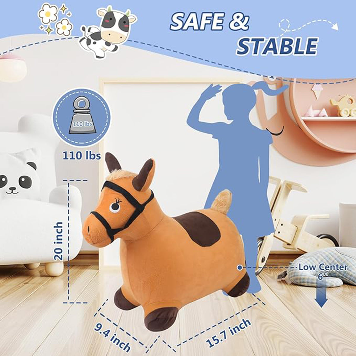 EKEPE Inflatable Bouncy Hopper Cow & Horse