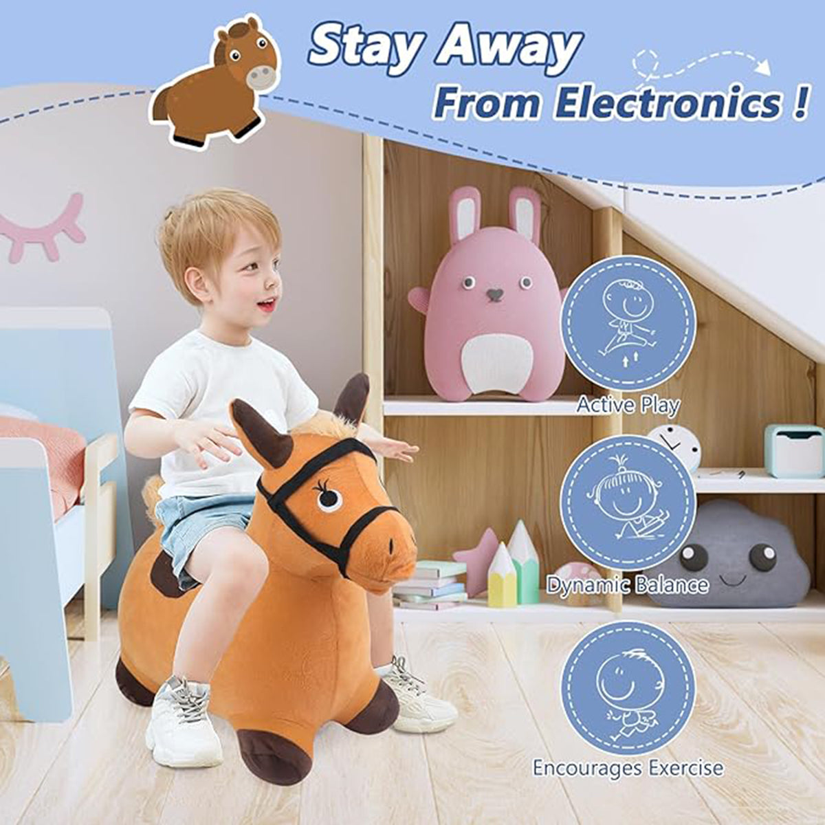 EKEPE Inflatable Bouncy Hopper Cow & Horse