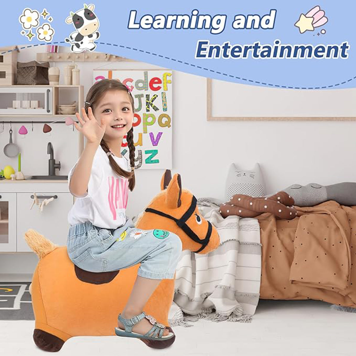 EKEPE Inflatable Bouncy Hopper Cow & Horse