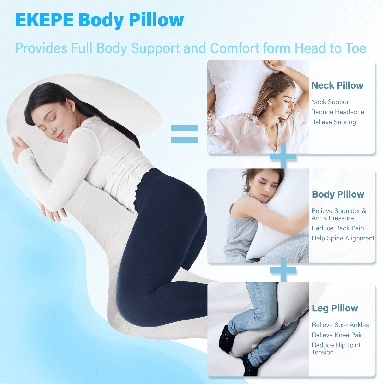 EKEPE Swan Body Pillow With Cover