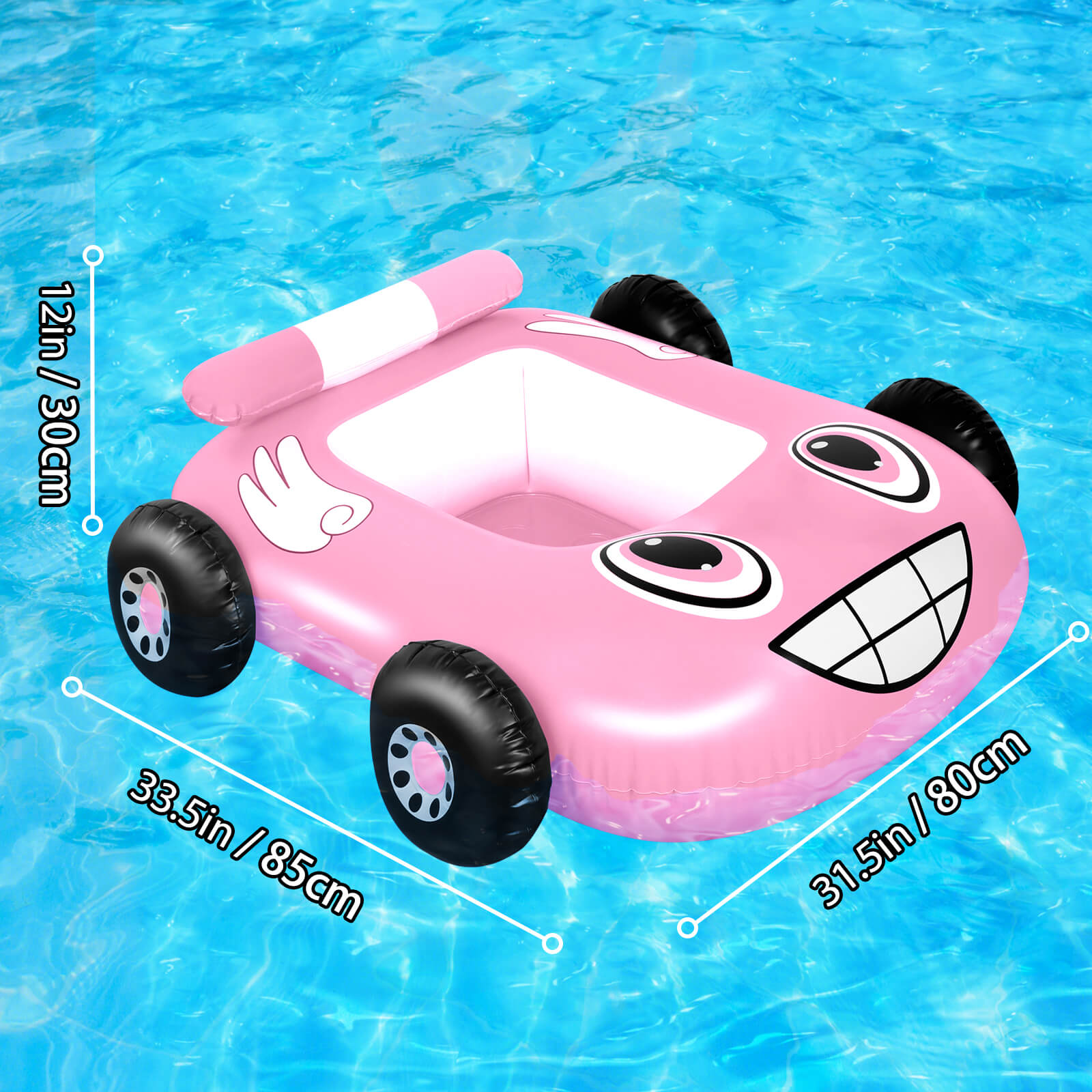 EKEPE Car Shaped Inflatable Pool Floats With Water Gun