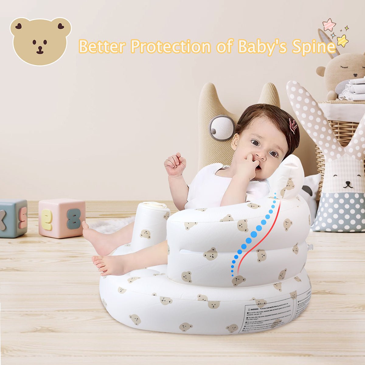 Baby Inflatable Seat with Suction Cups for Babies 3 36 Months EKEPE