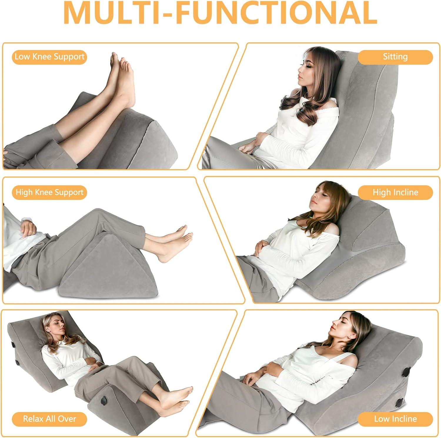 Inflatable Wedge Pillow Set for Sleeping, Travel, After Surgery, Knee & Back Pain - EKEPE