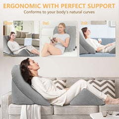 Inflatable Wedge Pillow Set for Sleeping, Travel, After Surgery, Knee & Back Pain - EKEPE