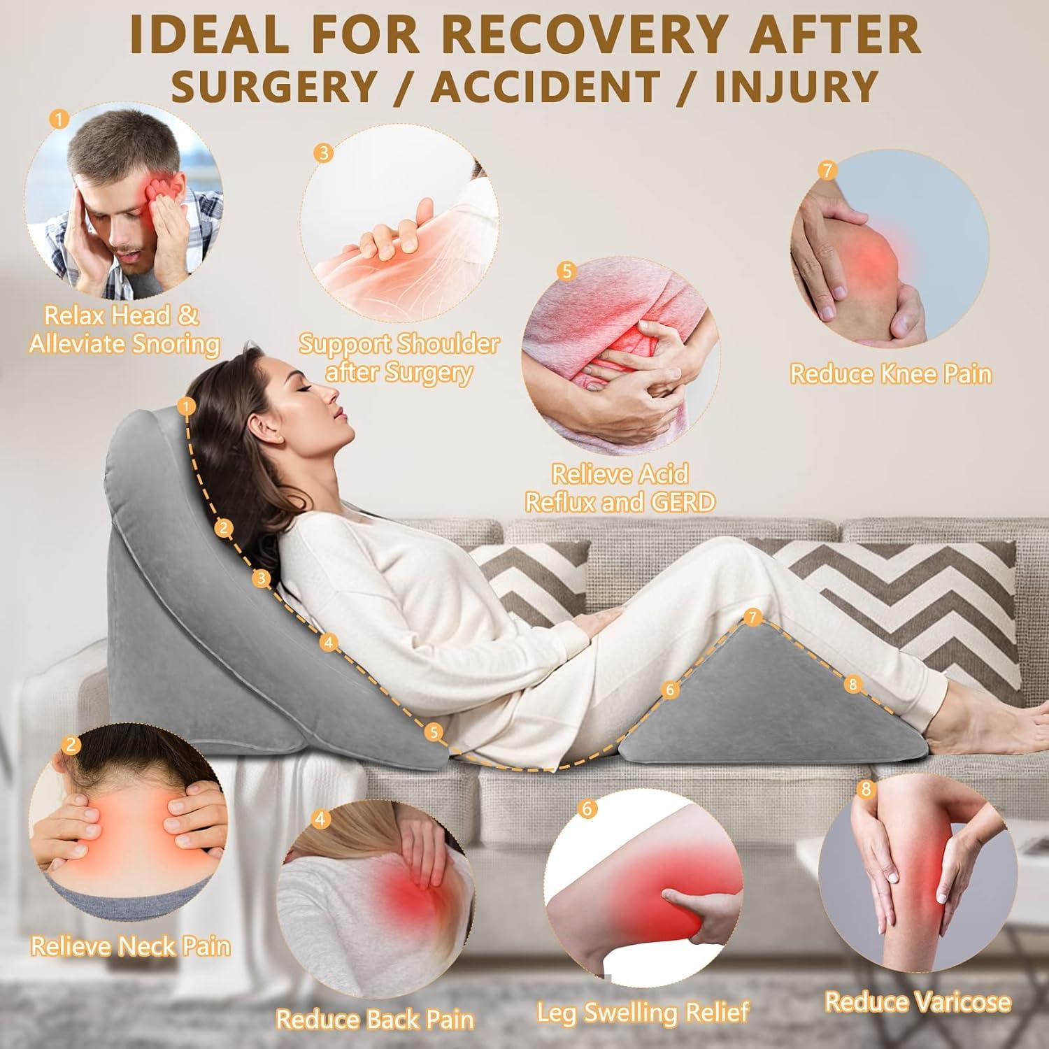 Inflatable Wedge Pillow Set for Sleeping, Travel, After Surgery, Knee & Back Pain - EKEPE