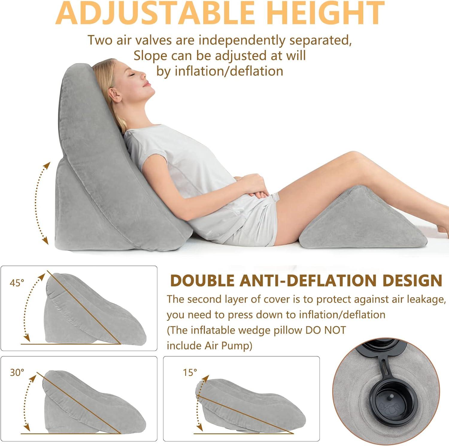 Inflatable Wedge Pillow Set for Sleeping, Travel, After Surgery, Knee & Back Pain - EKEPE